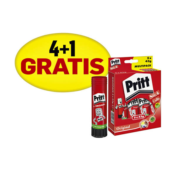 Pritt stiften Original Groot 43gr Promopack 4+1 gratis 1445029 201822 - 1