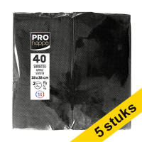 Aanbieding: 5x ProNappe Papieren Servetten 2-laags 1/8 gevouwen zwart 38 x 38 cm (40 stuks)