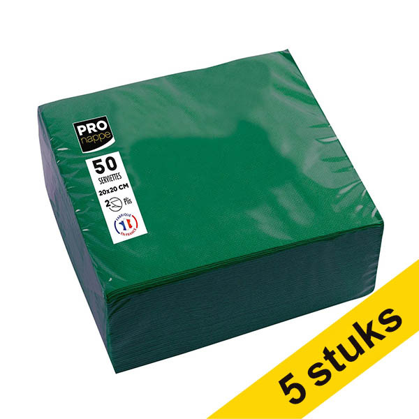 Aanbieding: 5x ProNappe Papieren Servetten 2-laags groen 20 x 20 cm (50 stuks) 404795 - 1