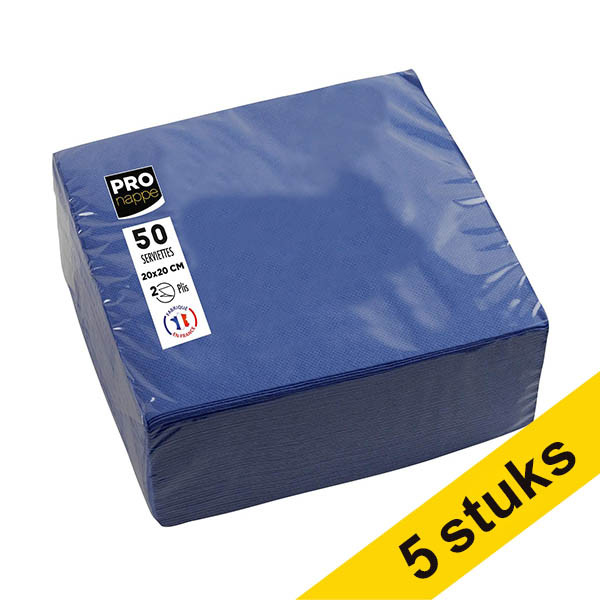 Aanbieding: 5x ProNappe Papieren Servetten 2-laags marineblauw 20 x 20 cm (50 stuks) 404799 - 1