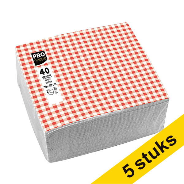Aanbieding: 5x ProNappe Papieren Servetten 2-laags vichy 38 x 40 cm (40 stuks) 404813 - 1
