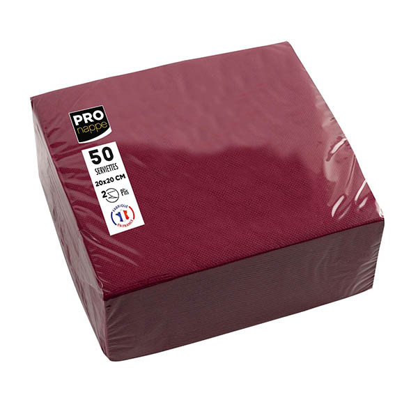 ProNappe Papieren Servetten 2-laags bordeaux 20 x 20 cm (50 stuks) 404796 - 1