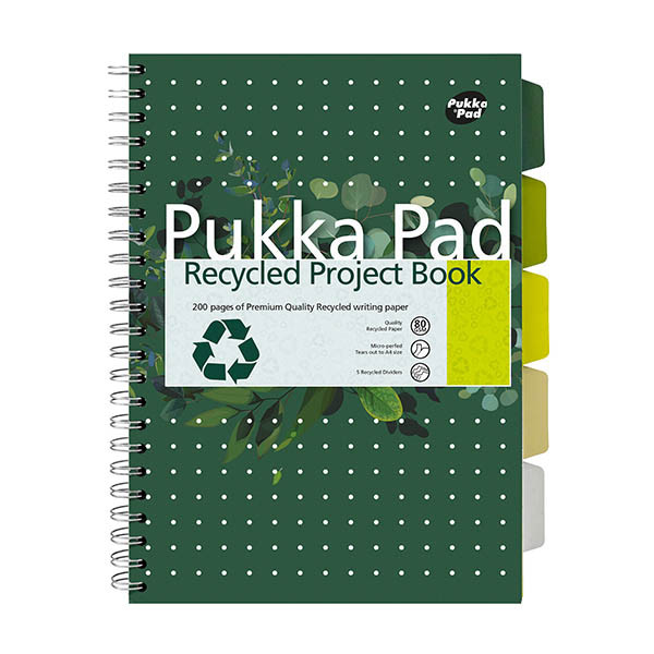 Pukka Pads Recycled Projectboek notitieboek A4 gelinieerd 80 grams met spiraal 100 vel 200455 Pukka Pads Recycled Projectboek notitieboek A4 gelinieerd 80 grams met spiraal 100 vel 200455 - 1