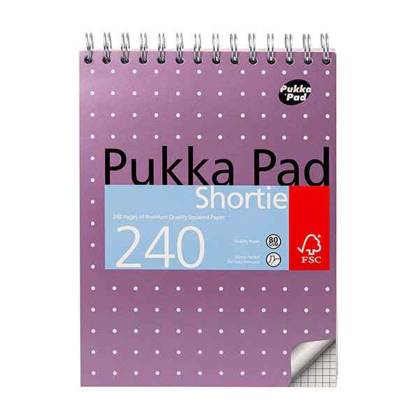 Pukka Pads Shortie Metallic schrijfblok 23,5 x 17,8 cm geruit 80 grams met spiraal 120 vel 200449 Pukka Pads Shortie Metallic schrijfblok 23,5 x 17,8 cm geruit 80 grams met spiraal 120 vel 200449 - 1