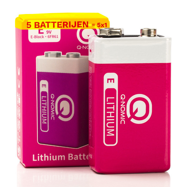 Q-Nomic Power 9V / 6FR61 / E-Block Lithium Batterij (5 stuks) AQN00074 - 1