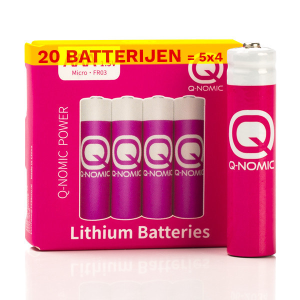 Q-Nomic Power AAA / FR03 Lithium batterij 20 stuks AQN00087 - 1