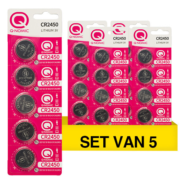 Q-Nomic Power CR2450 3V Lithium knoopcel batterij 25 stuks AQN00063 - 1