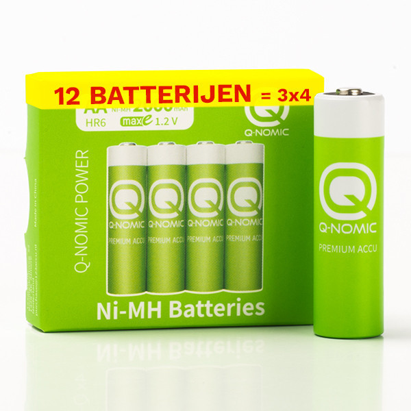 Q-Nomic Power Oplaadbare AA / HR6 Ni-Mh batterijen (12 stuks, 2000 mAh) AQN00092 - 1