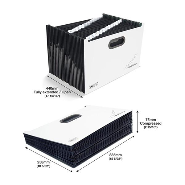 Rapesco SupaFile Plus uitvouwbare sorteermap met 26 vakken wit/zwart (A4+) 1622 202081 - 3