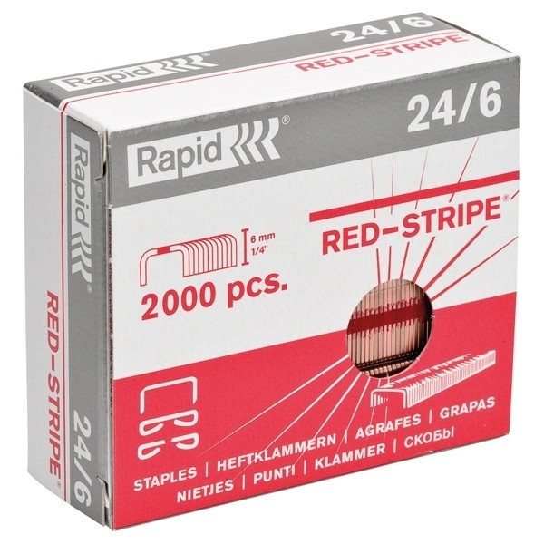 Erfenis Napier Zullen Rapid 24/6 red stripe strong nietjes (2000 stuks) Rapid 123inkt.nl