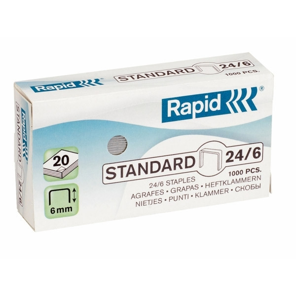 Rapid 24/6 standaard nietjes gegalvaniseerd (1000 stuks) 24855600 202000 - 1