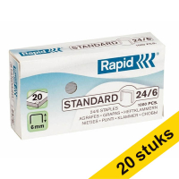 Aanbieding: 20x Rapid 24/6 standaard nietjes gegalvaniseerd (1000 stuks) 200065
