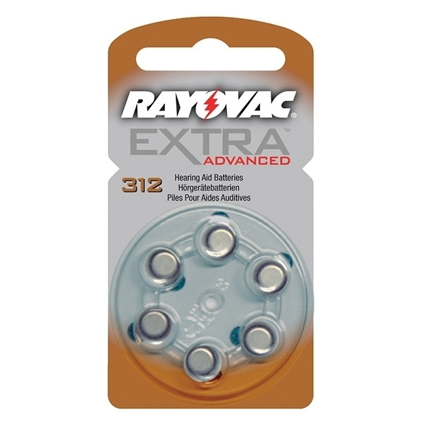 Rayovac extra advanced 312 gehoorapparaat batterij 6 stuks (bruin) PR41 204802 - 1