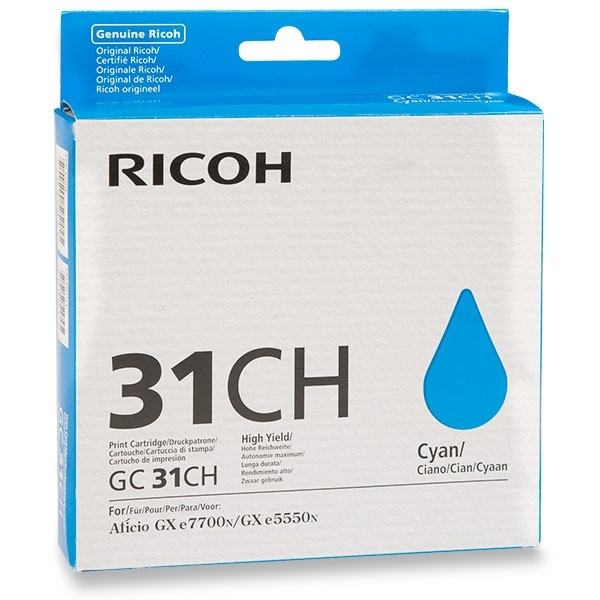 Ricoh GC-31CH gelcartridge cyaan hoge capaciteit (origineel) 405702 073808 - 1