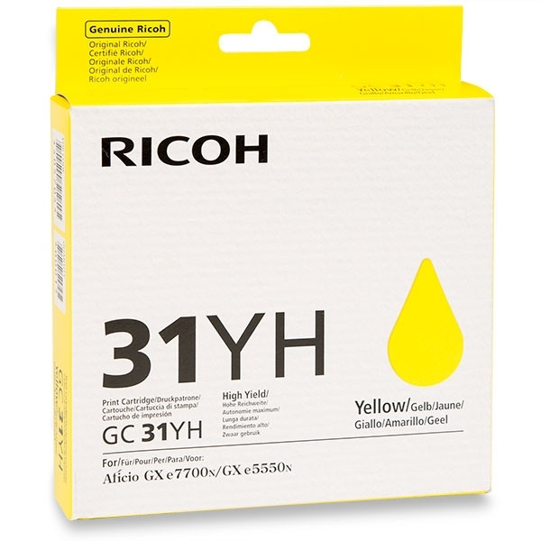Ricoh GC-31YH gelcartridge geel hoge capaciteit (origineel) 405704 073812 - 1
