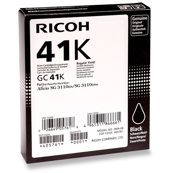 Ricoh GC-41K gel inktcartridge zwart hoge capaciteit (origineel) 073790 - 1