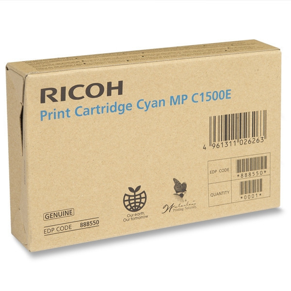 Ricoh MP C1500E gel toner cyaan (origineel) 888550 074822 - 1