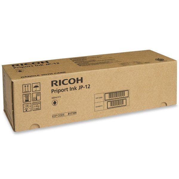 Ricoh type JP12 inkt zwart 5 stuks (origineel) 817104 074728 - 1