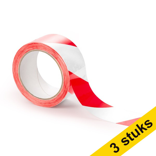 Aanbieding: Rillstab zelfklevende vloermarkeringstape rood/wit 50 mm x 33 m (3 stuks) 068126 - 1