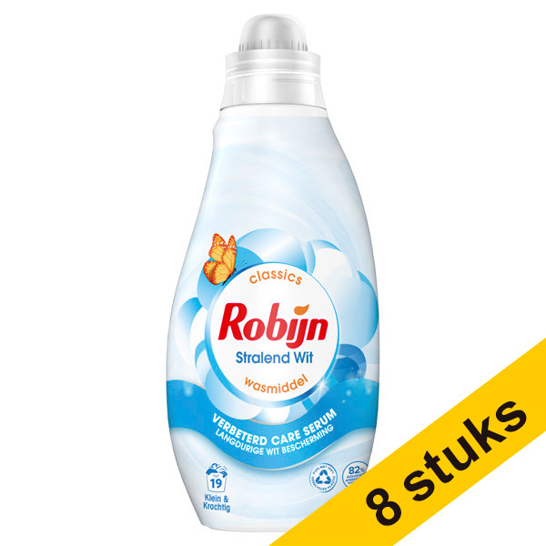 Robijn Aanbieding: 8x Robijn Klein & Krachtig Stralend Wit wasmiddel vloeibaar 665 ml (19 wasbeurten)  SRO05072 - 1