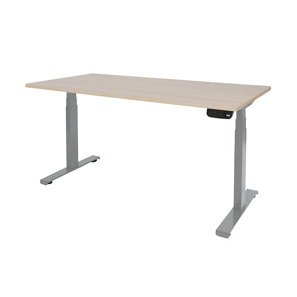 Schaffenburg Dextro Plus zit-sta bureau aluminium frame lindberg eiken blad 140 x 80 cm DEXP-148-LERA-M25 415036 - 1