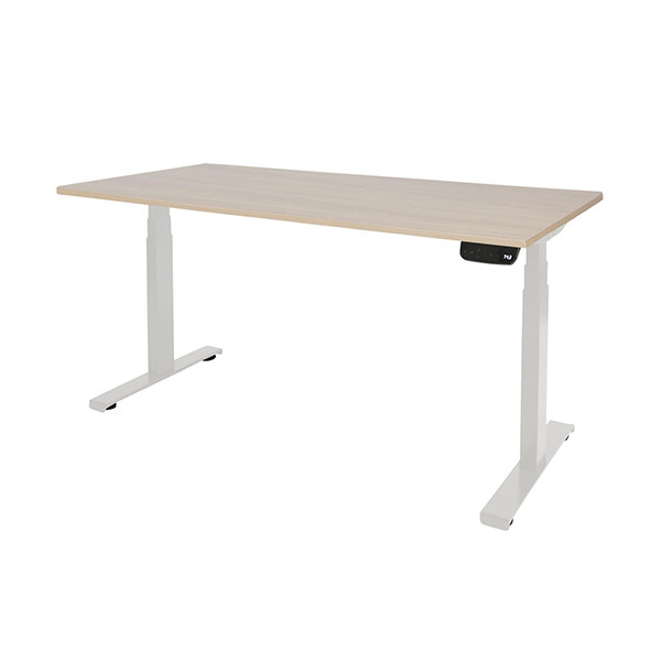 Schaffenburg Dextro Plus zit-sta bureau wit frame lindberg eiken blad 120 x 80 cm DEXP-128-LERW-M25 415060 - 1