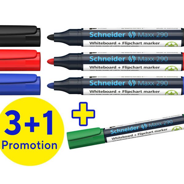 Schneider Maxx 290 boardmarker ronde punt in kleur assorti 3+1 gratis 211103 - 1