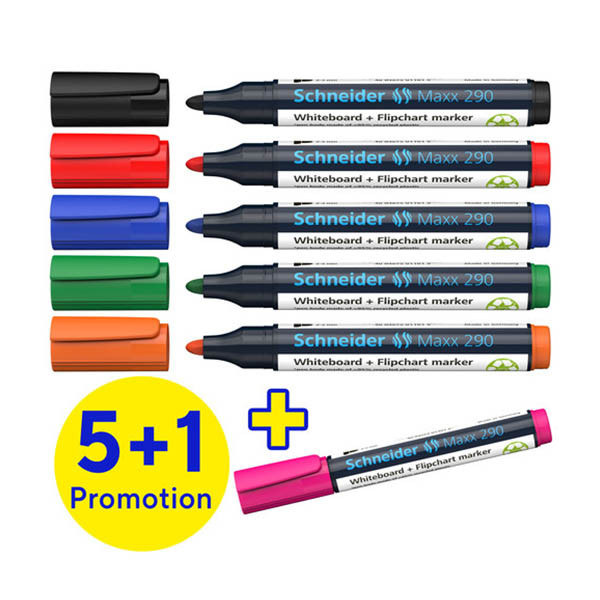 Schneider Maxx 290 whiteboard marker ronde punt in kleur assorti (6 stuks) 211105 - 1