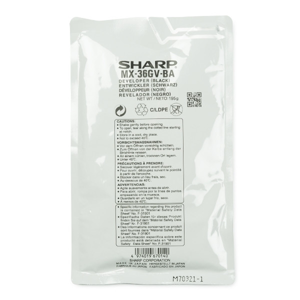 Sharp MX-36GVBA developer zwart (origineel) MX-36GVBA 082308 - 1