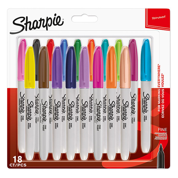 Sharpie Fine permanent marker assorti 18 stuks (1 mm rond) 423889 - 1