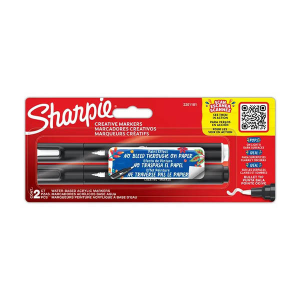 Sharpie creative marker zwart-wit (2 stuks) 424497 - 1