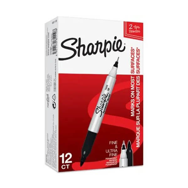 Sharpie permanent marker dubbele punt zwart (12 stuks) 424491 - 1