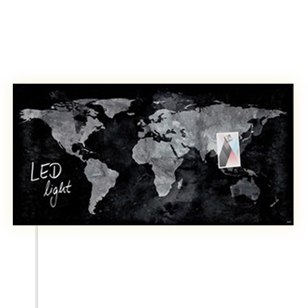 Sigel magnetisch glasbord 91 x 46 cm wereldkaart LED light SI-GL409 208861 - 1