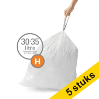 Aanbieding: 5x Simplehuman code H vuilniszakken met trekband 30-35 liter (20 stuks)