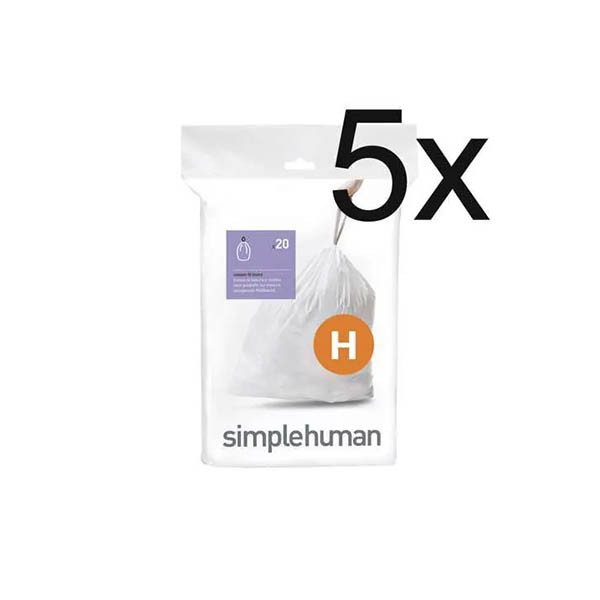 Simplehuman code H vuilniszakken met trekband 30-35 liter (5 x 20 stuks) 298120 - 1