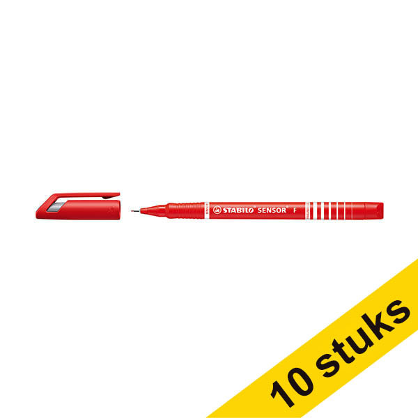 Aanbieding: 10x Stabilo SENSOR fineliner rood 206119 - 1