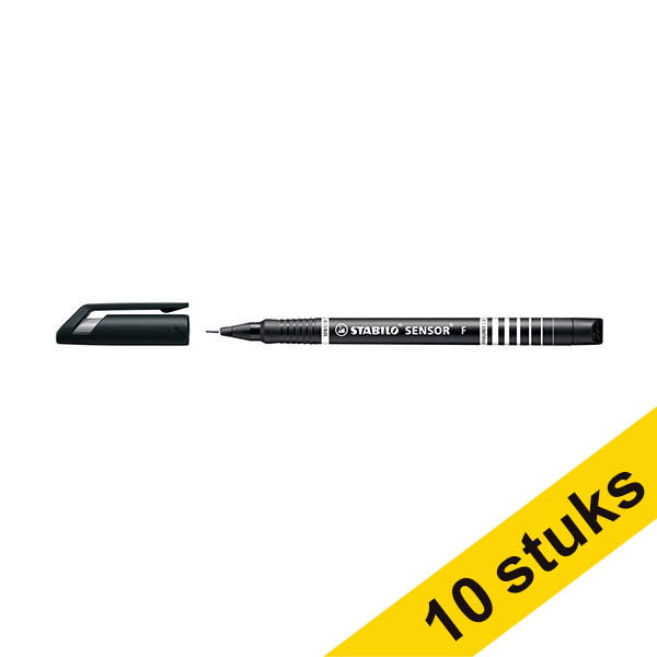Aanbieding: 10x Stabilo SENSOR fineliner zwart 206121 - 1