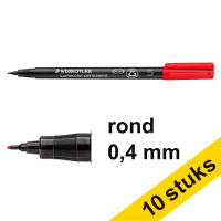 Staedtler Aanbieding: 10x Staedtler Lumocolor 313 permanent marker rood (0,4 mm rond)  424730