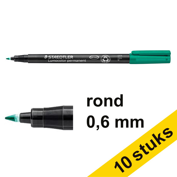 Staedtler Aanbieding: 10x Staedtler Lumocolor 318 permanent marker groen (0,6 mm rond)  424740 - 1