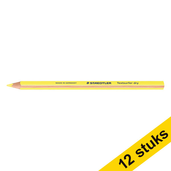 Staedtler Aanbieding: 12x Staedtler Textsurfer dry droge driekantige tekstmarker geel  209598 - 1