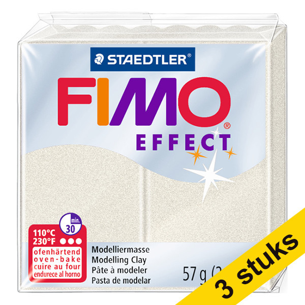 Aanbieding: 3x Fimo klei effect 57g metallic parelmoer | 08 424694 - 1