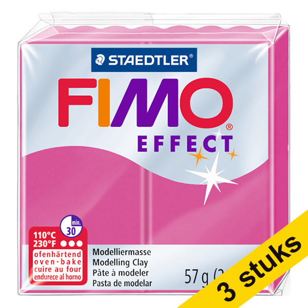 Aanbieding: 3x Fimo klei effect 57g robijn kwarts | 286 424690 - 1