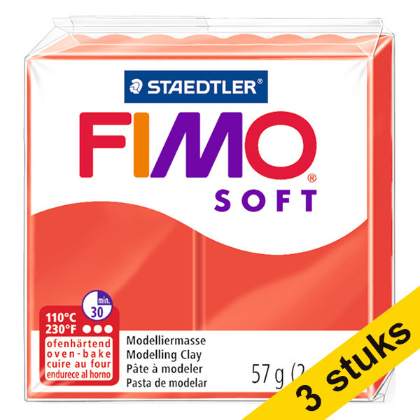Aanbieding: 3x Fimo klei soft 57g Indisch rood | 24 424682 - 1