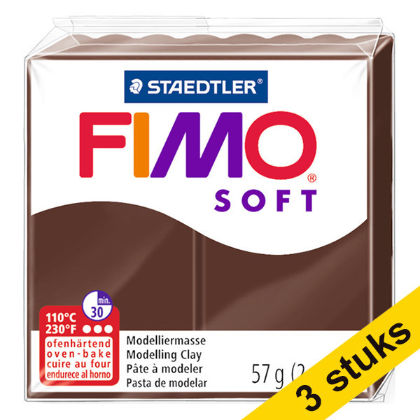 Aanbieding: 3x Fimo klei soft 57g choco | 75 424707 - 1