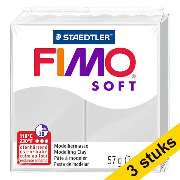 Aanbieding: 3x Fimo klei soft 57g dolfijngrijs | 80 424697 - 1