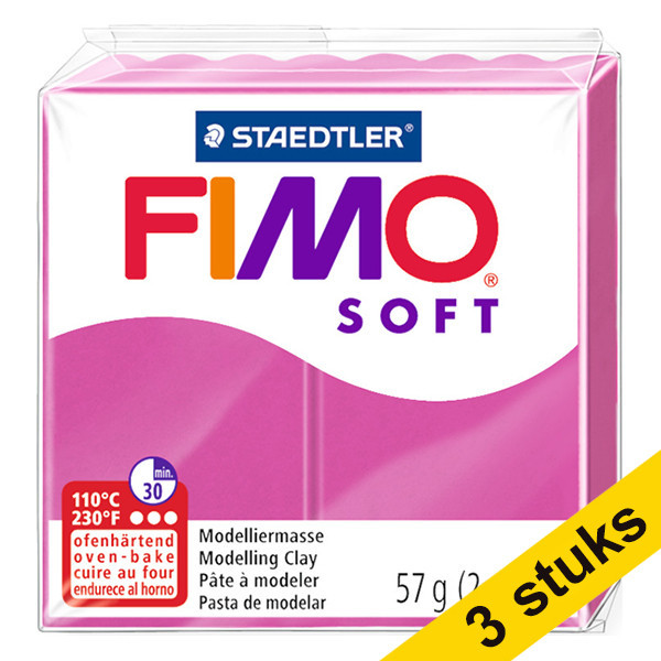 Aanbieding: 3x Fimo klei soft 57g framboos | 22 424681 - 1