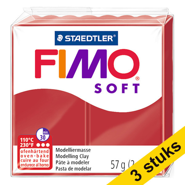 Aanbieding: 3x Fimo klei soft 57g kerstrood | 2P 424680 - 1