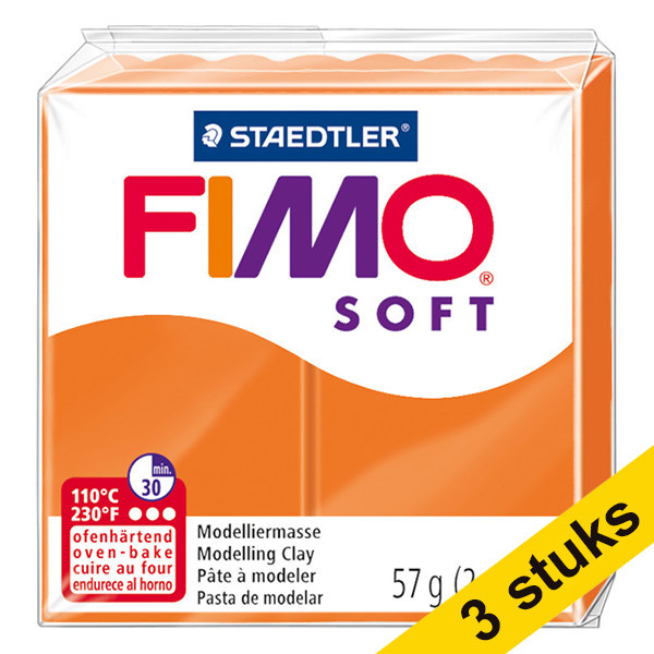 Aanbieding: 3x Fimo klei soft 57g mandarijn | 42 424672 - 1