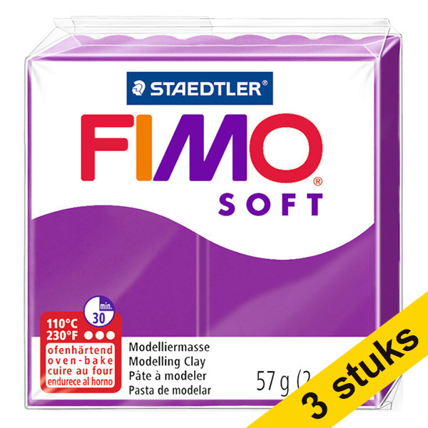 Aanbieding: 3x Fimo klei soft 57g purperpaars | 61 424668 - 1