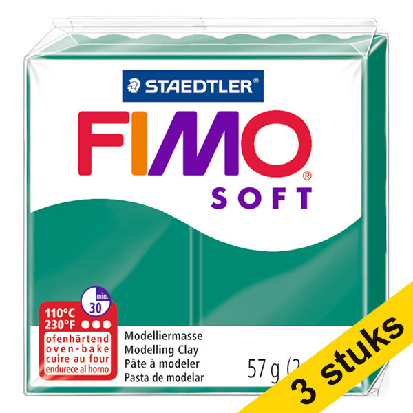 Aanbieding: 3x Fimo klei soft 57g smaragd | 56 424667 - 1